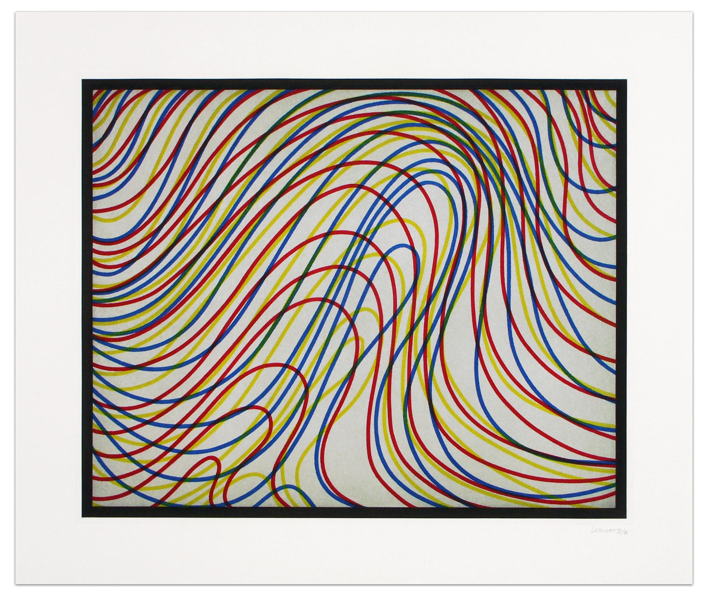 Wavy Lines with Black Border - Print by Sol LeWitt