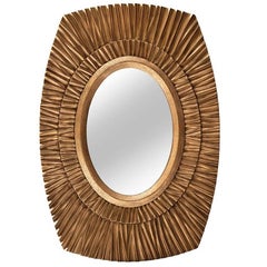 Sol Mirror by DeMuro Das with Hand-Carved Wooden Frame with Antique Gilding