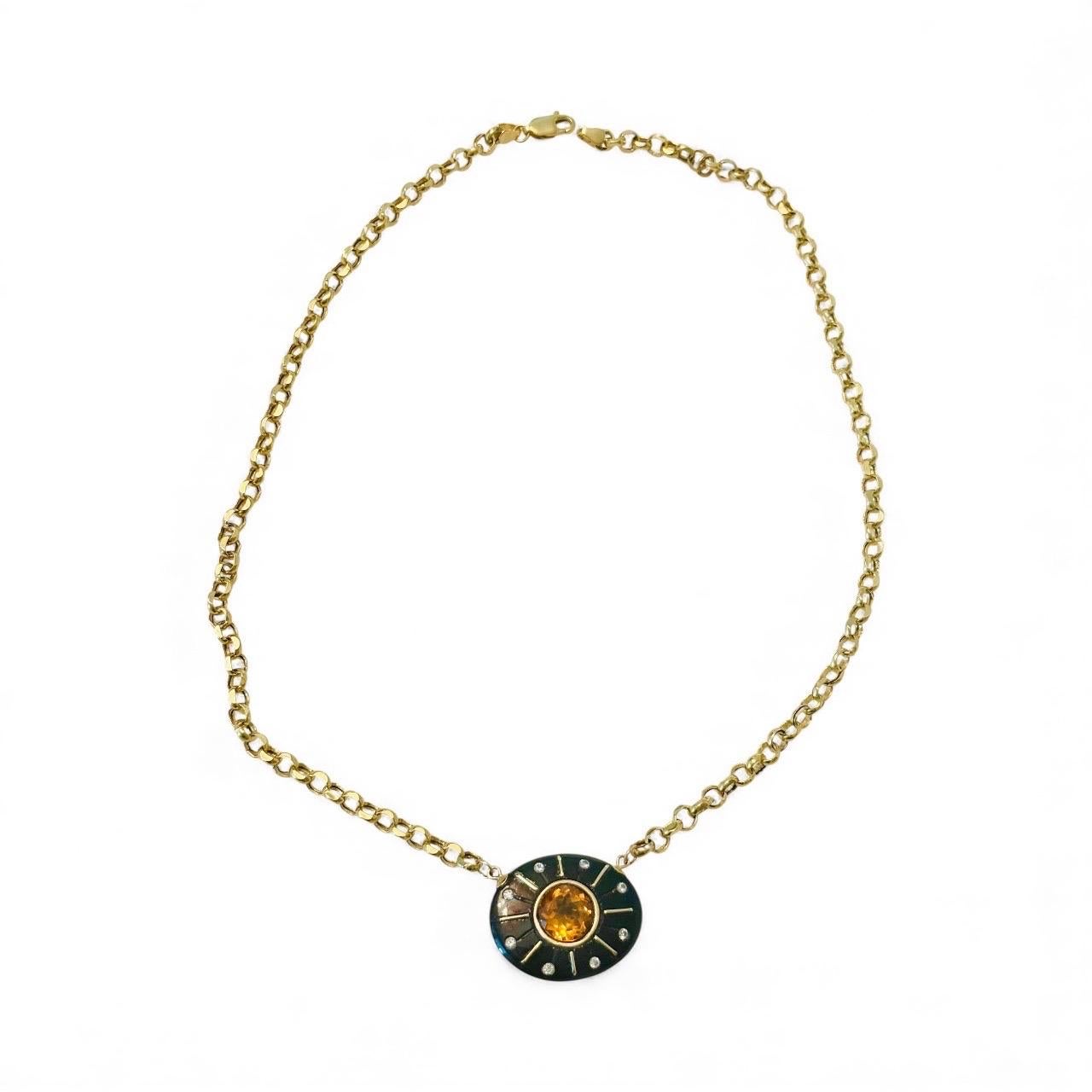 Collana SOL, onice nera, citrino, diamanti e oro 14k In condizioni Nuovo in vendita a New York, NY