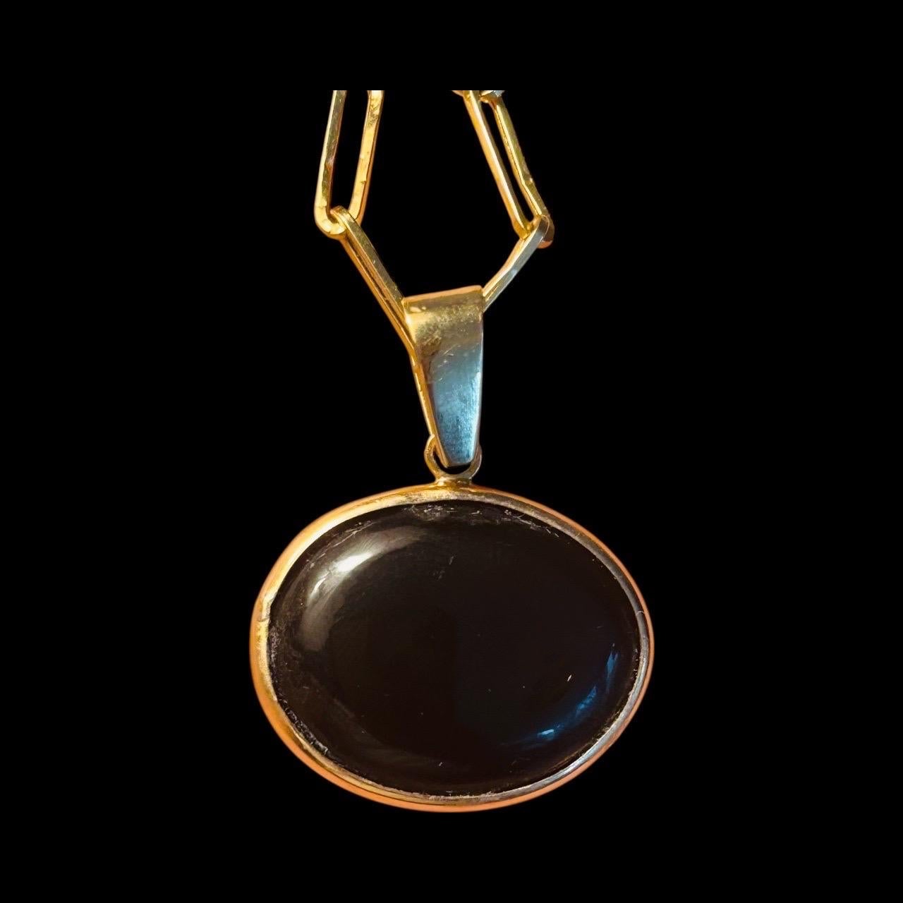 Pendentif SOL, Onyx noir, Citrine, Diamants et or 14k en vente 1