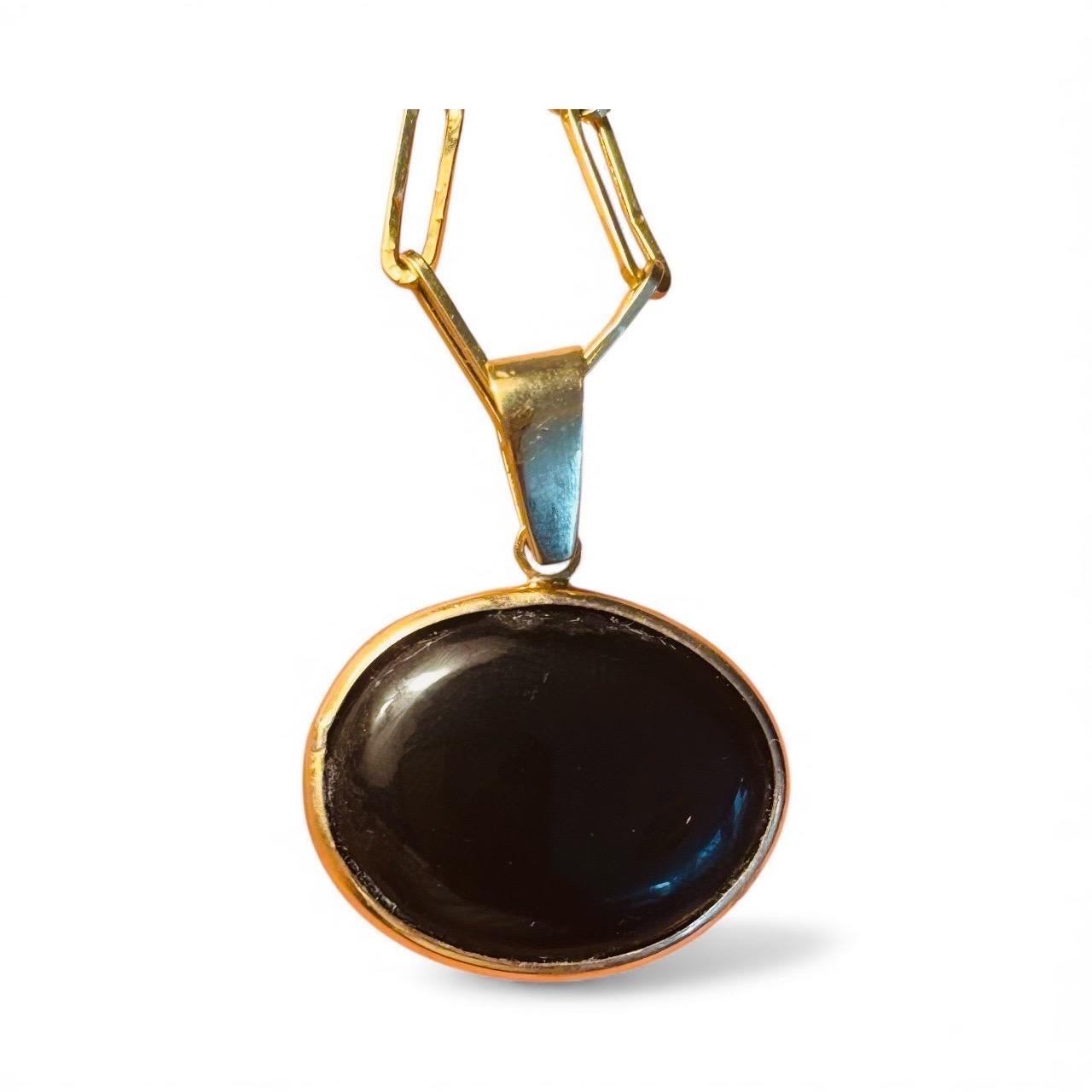 Pendentif SOL, Onyx noir, Citrine, Diamants et or 14k en vente 3