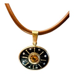 SOL Pendant, Black Onyx, Citrine, Diamonds & 14k Gold