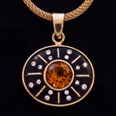 SOL Pendant, Black Onyx with Citrine, Diamonds & 14k Gold