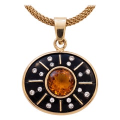SOL Pendant, Black Onyx with Citrine, Diamonds & 14k Gold