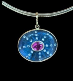 SOL Pendant, Labradorite with Pink Tourmaline, Diamond Sun Rays and 14k Gold