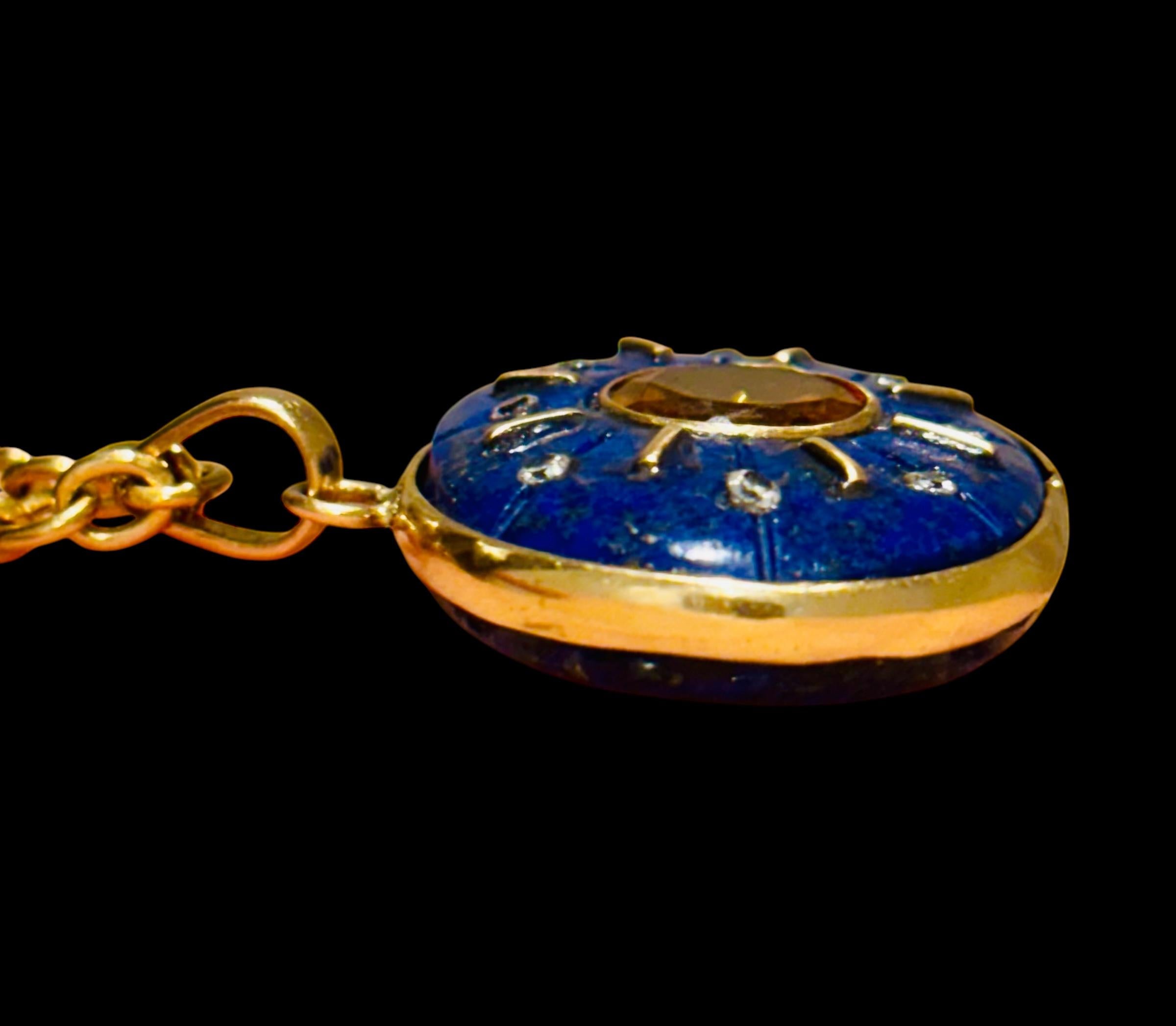 da uomo o donna Ciondolo SOL, Lapis, Citrino, Diamanti e Oro 14k in vendita