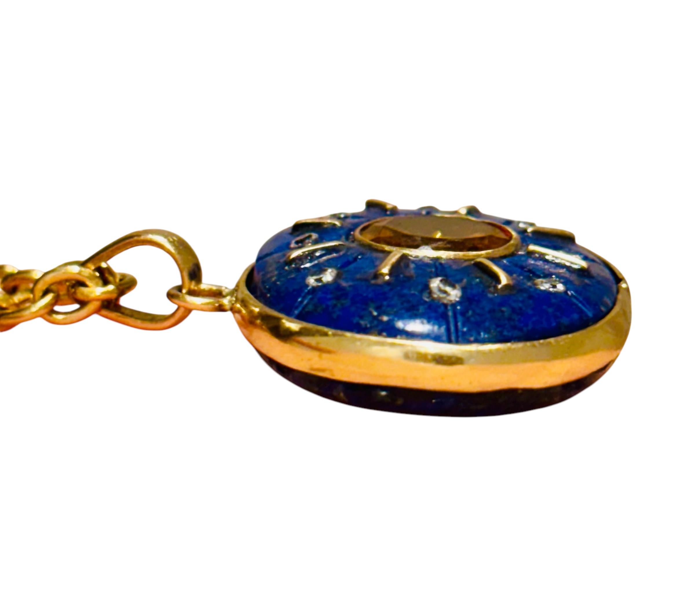 Ciondolo SOL, Lapis, Citrino, Diamanti e Oro 14k in vendita 4