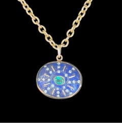SOL Pendant, Lapis, Emerald, Diamonds and 14k Gold