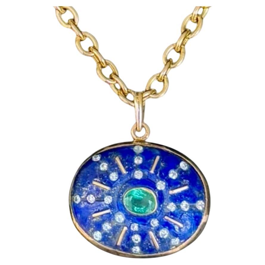 Ciondolo SOL, lapis, smeraldo, diamanti e oro 14k