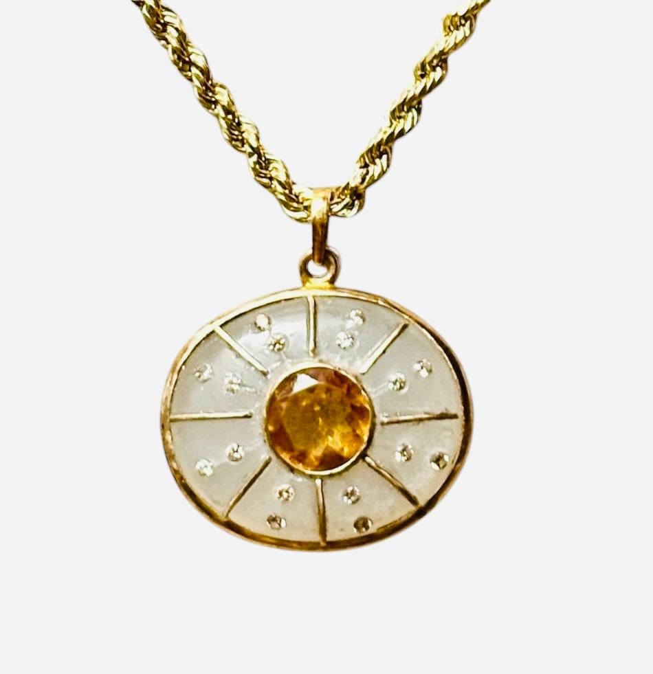 SOL PENDANT, Mondstein, Citrin, Diamanten, 14k Gold im Angebot 7