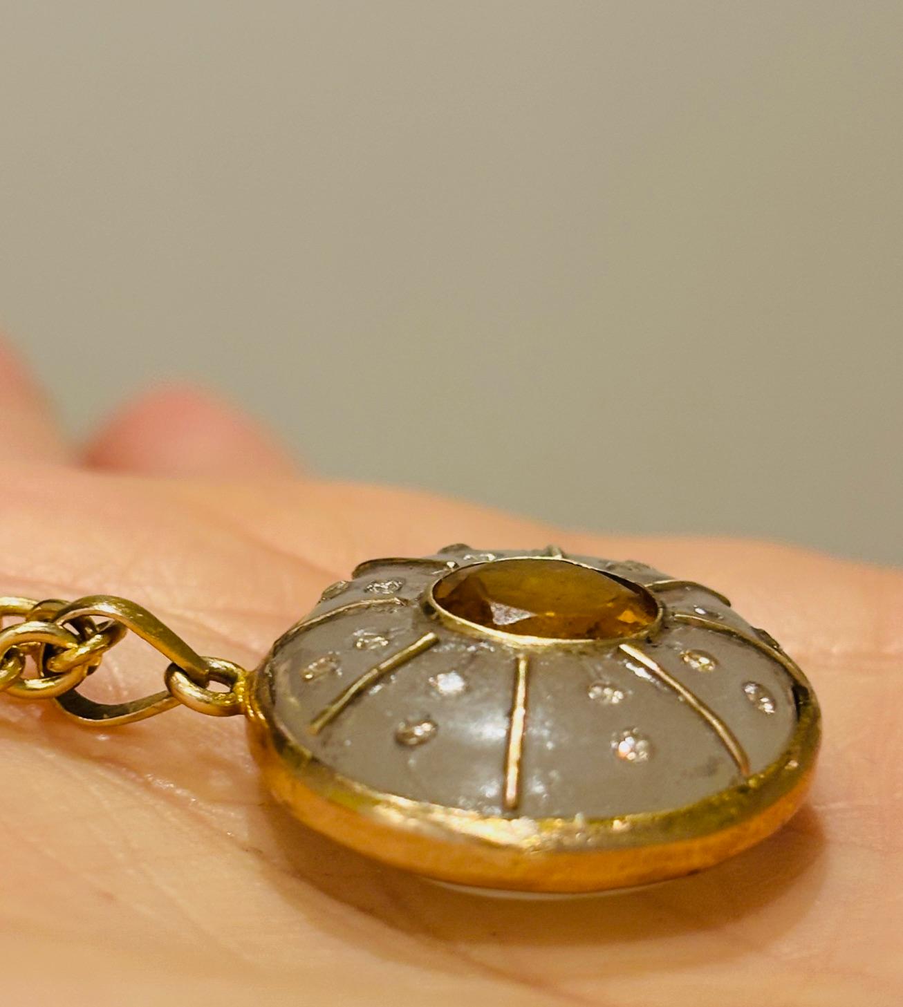 SOL PENDANT, Mondstein, Citrin, Diamanten, 14k Gold im Angebot 4
