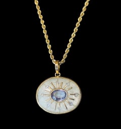SOL Pendant, Moonstone, Tanzanite & 14k Gold
