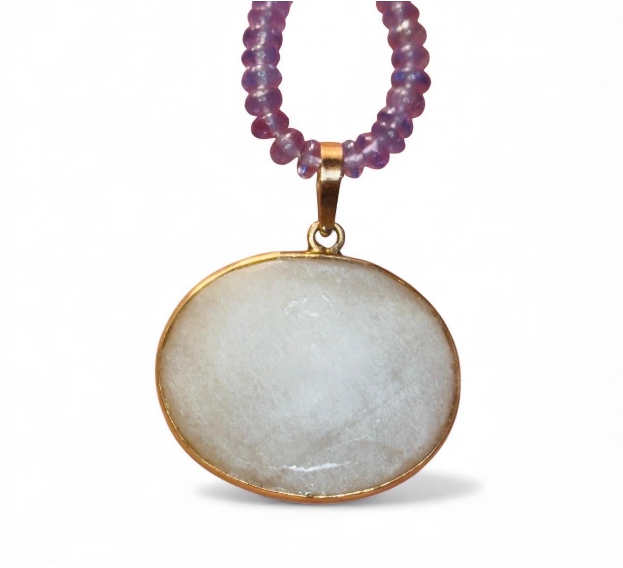 Ciondolo SOL, pietra di luna, tanzanite e oro 14k in vendita 2