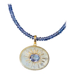 SOL Pendant, Moonstone, Tanzanite & 14k Gold