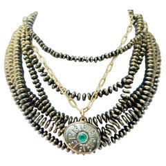 Colgante SOL, Pirita, Esmeraldas, Diamantes y Oro de 14k