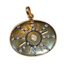 Colgante SOL, Pirita con Diamantes y Oro de 14k