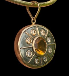 SOL Pendant, Pyrite with Madeira Citrine, Champagne Diamonds & 14k Gold