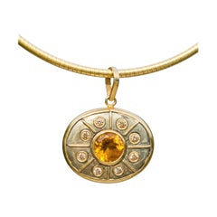 SOL Pendant, Pyrite with Madeira Citrine, Champagne Diamonds & 14k Gold