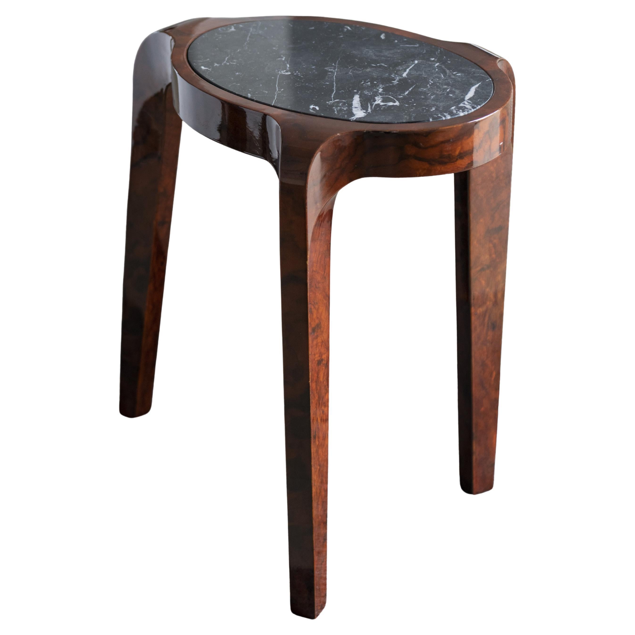 Sol Side Table with Solid Wood Frame and Polished Marble Top