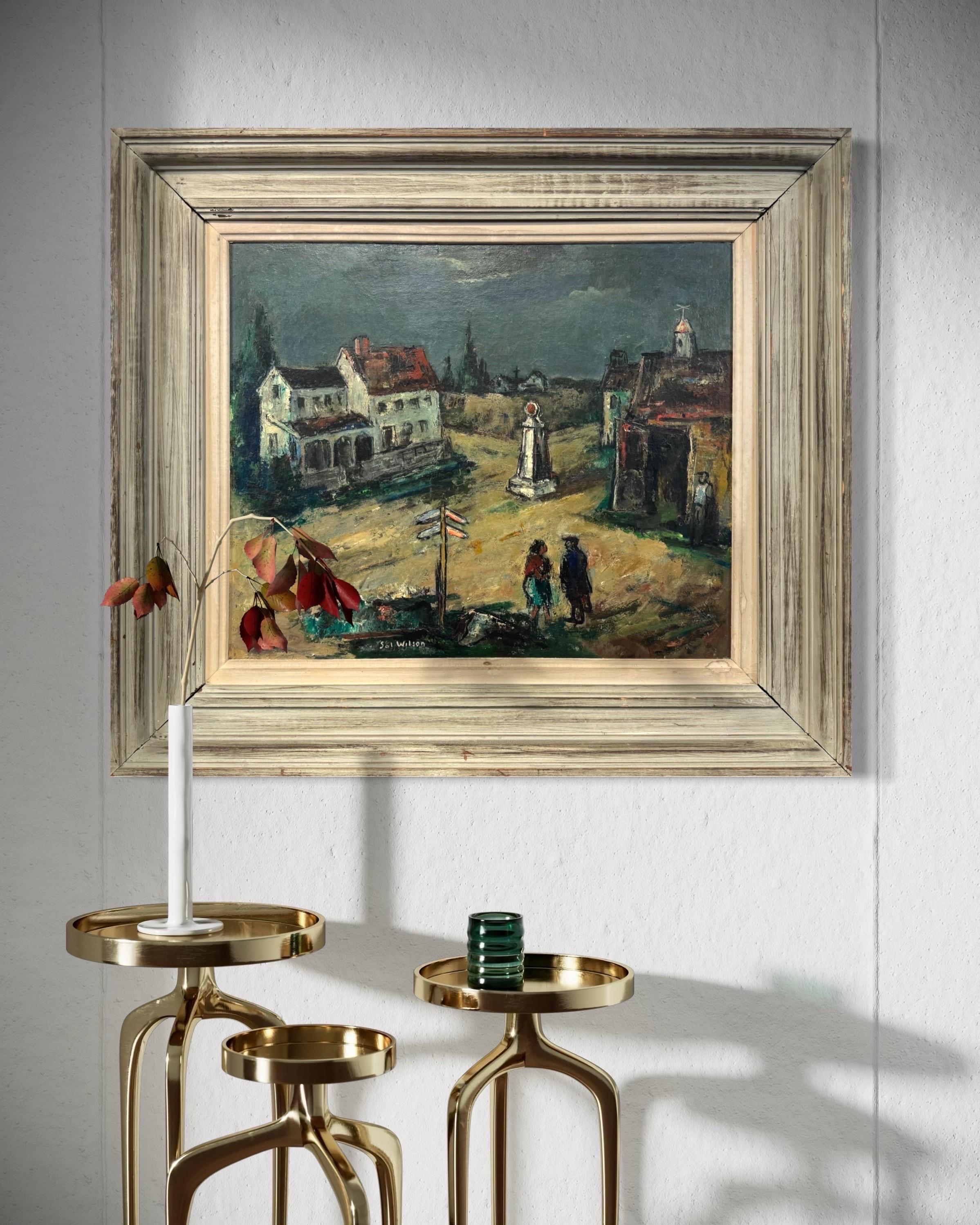 “Crossroads, c. 1940” WPA Polish-American Expressionist Modernist Oil Signed in vendita 8