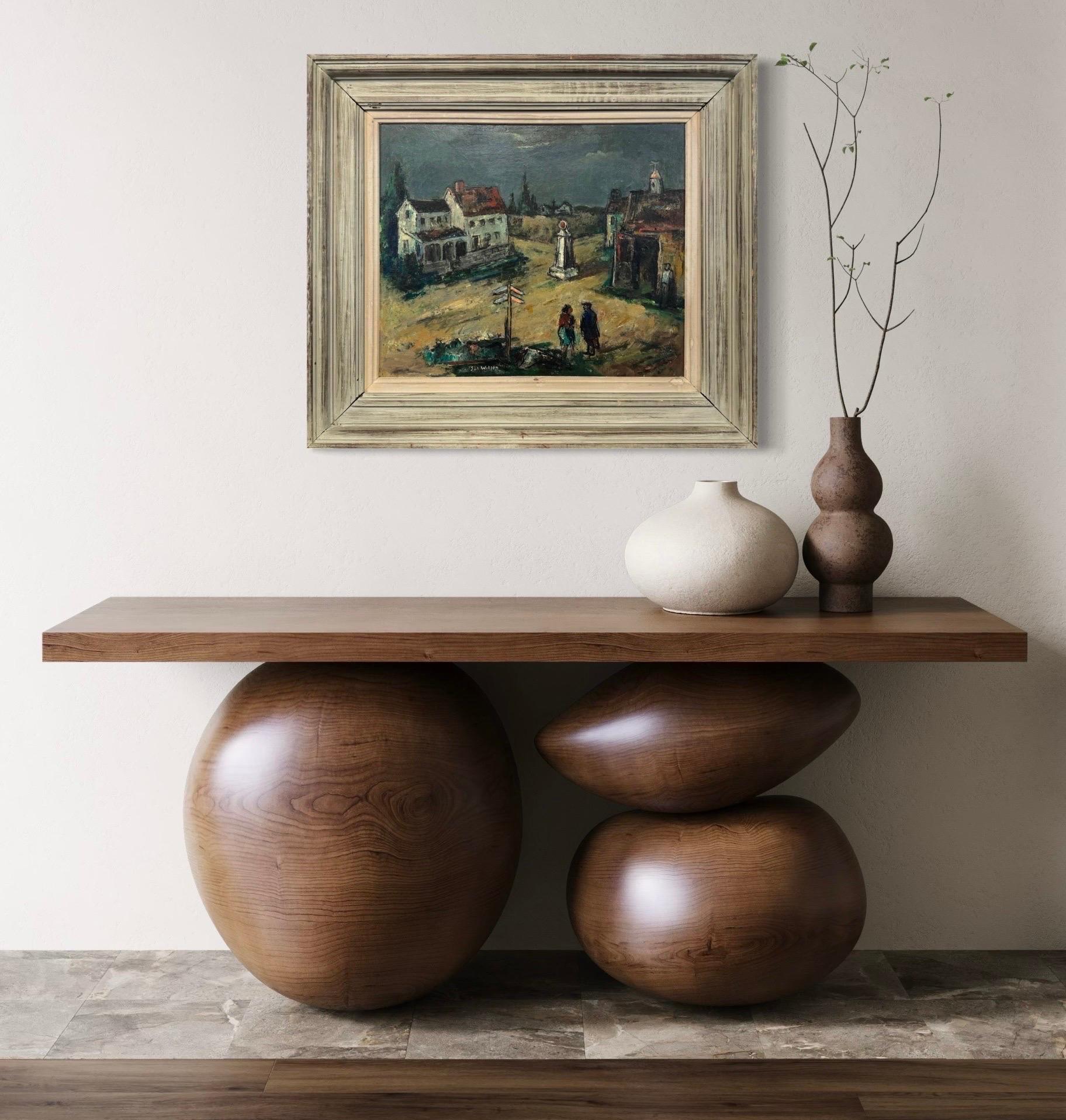 “Crossroads, c. 1940” WPA Polish-American Expressionist Modernist Oil Signed in vendita 9