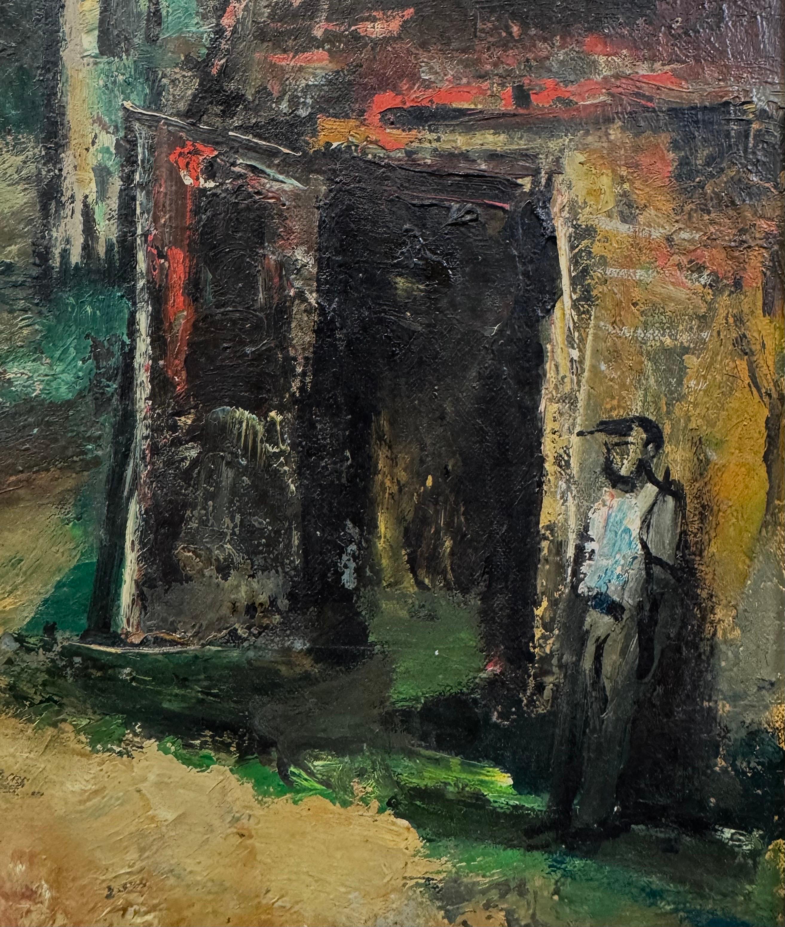 “Crossroads, c. 1940” WPA Polish-American Expressionist Modernist Oil Signed in vendita 2