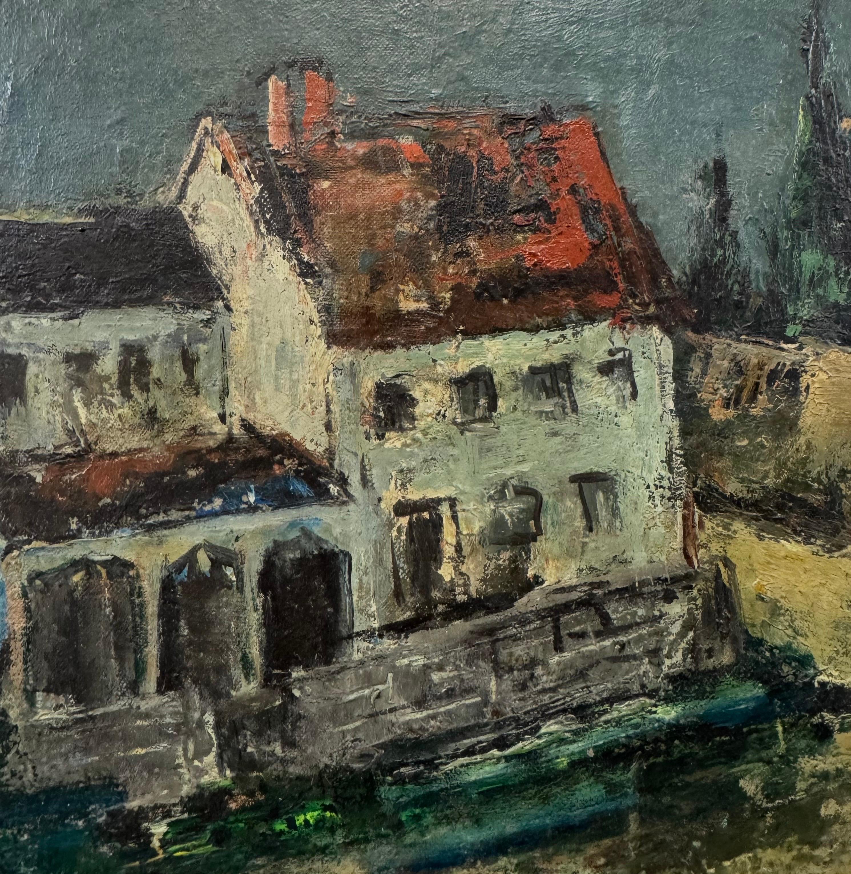 “Crossroads, c. 1940” WPA Polish-American Expressionist Modernist Oil Signed in vendita 3