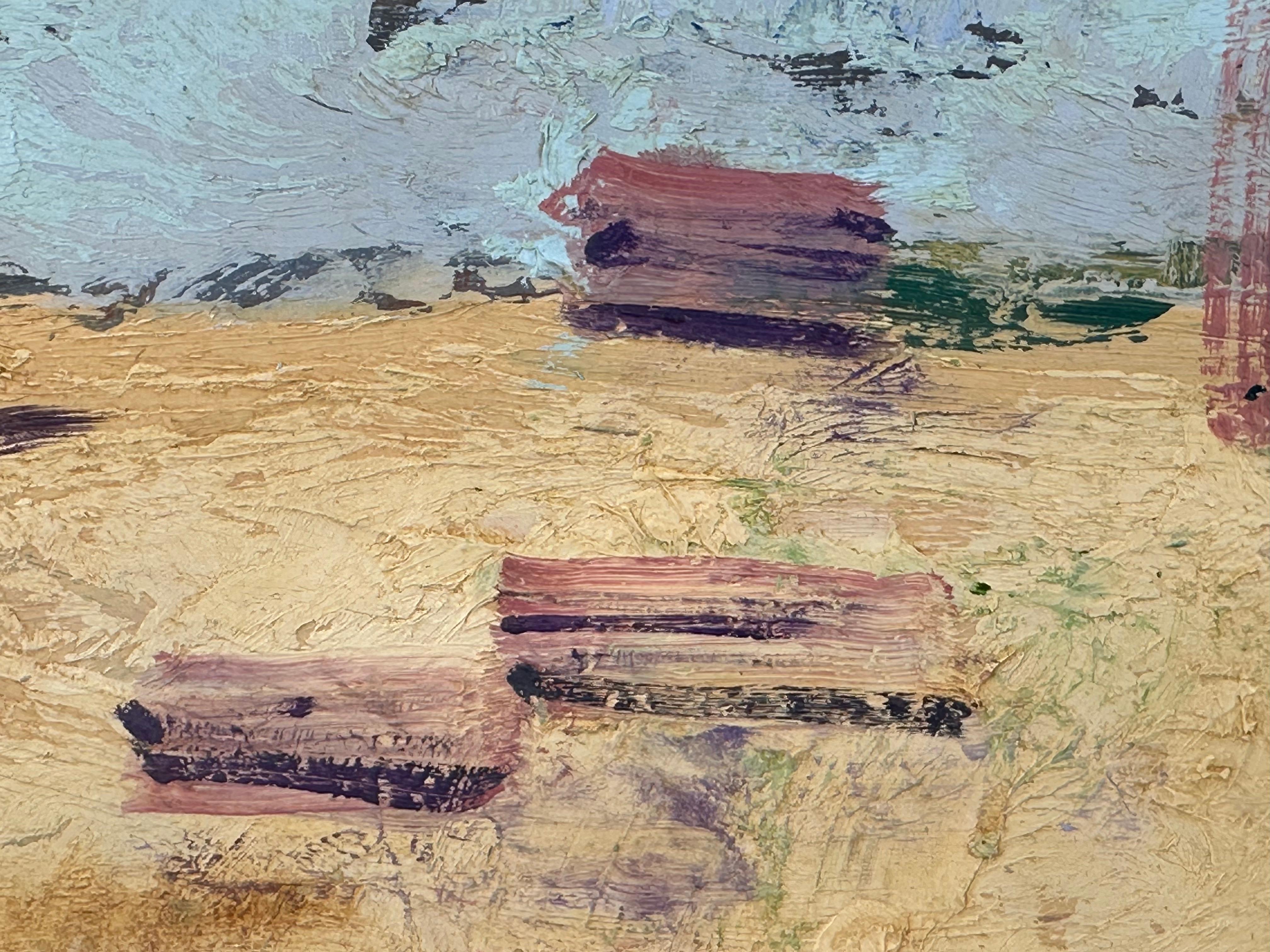 Paesaggio della spiaggia di Provincetown con le trappole per aragoste - Painting Astratto di Sol Wilson