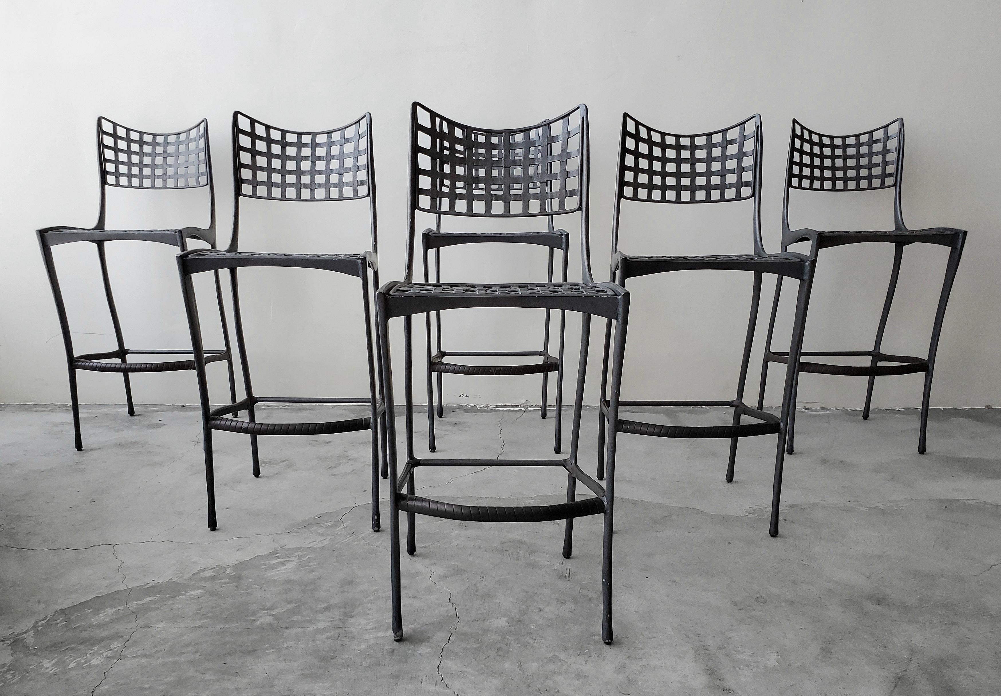 A great collection of Dan Johnson Sol y Luna stools. Finished in the unavailable, gunmetal gray. 

Designed in 1954 by Dan Johnson, the Sol y Luna collection is a cost effective adaptation of his Gazelle line. The sol y Luna stools are constructed