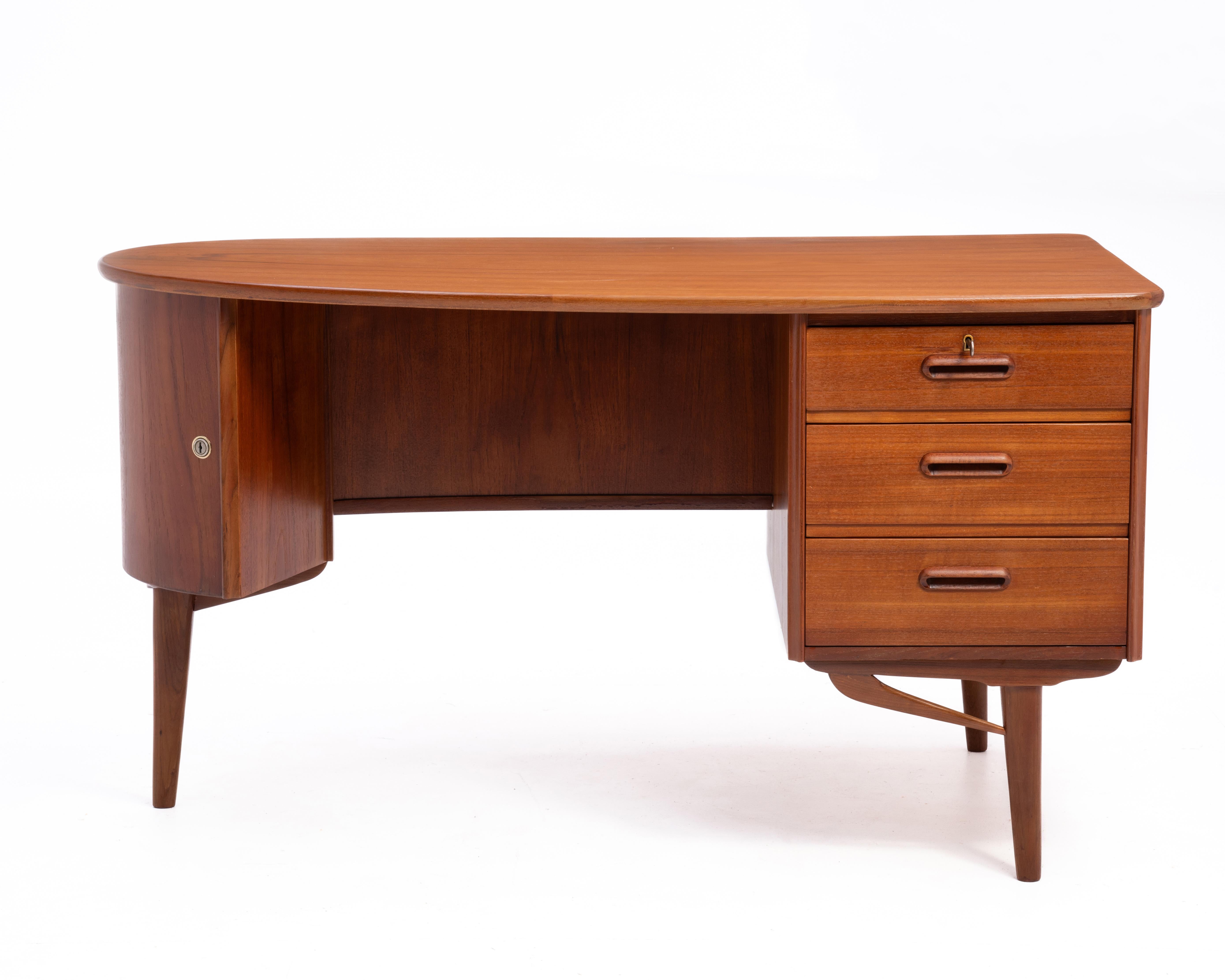 Brass Sola Møbelfabrikk Norway Organic Writing Desk Teak Danish 1960s Kai Kristiansen