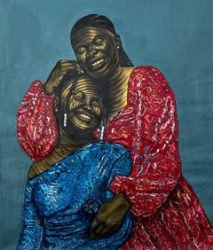 Hermanas en armonía -Siglo XXI Contemporáneo, Retrato figurativo, África Mujeres