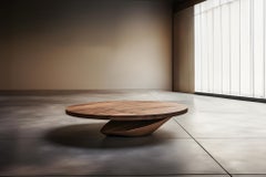 Solace 44: Solid Walnut Round Coffee Table, Blend of Art & Utility