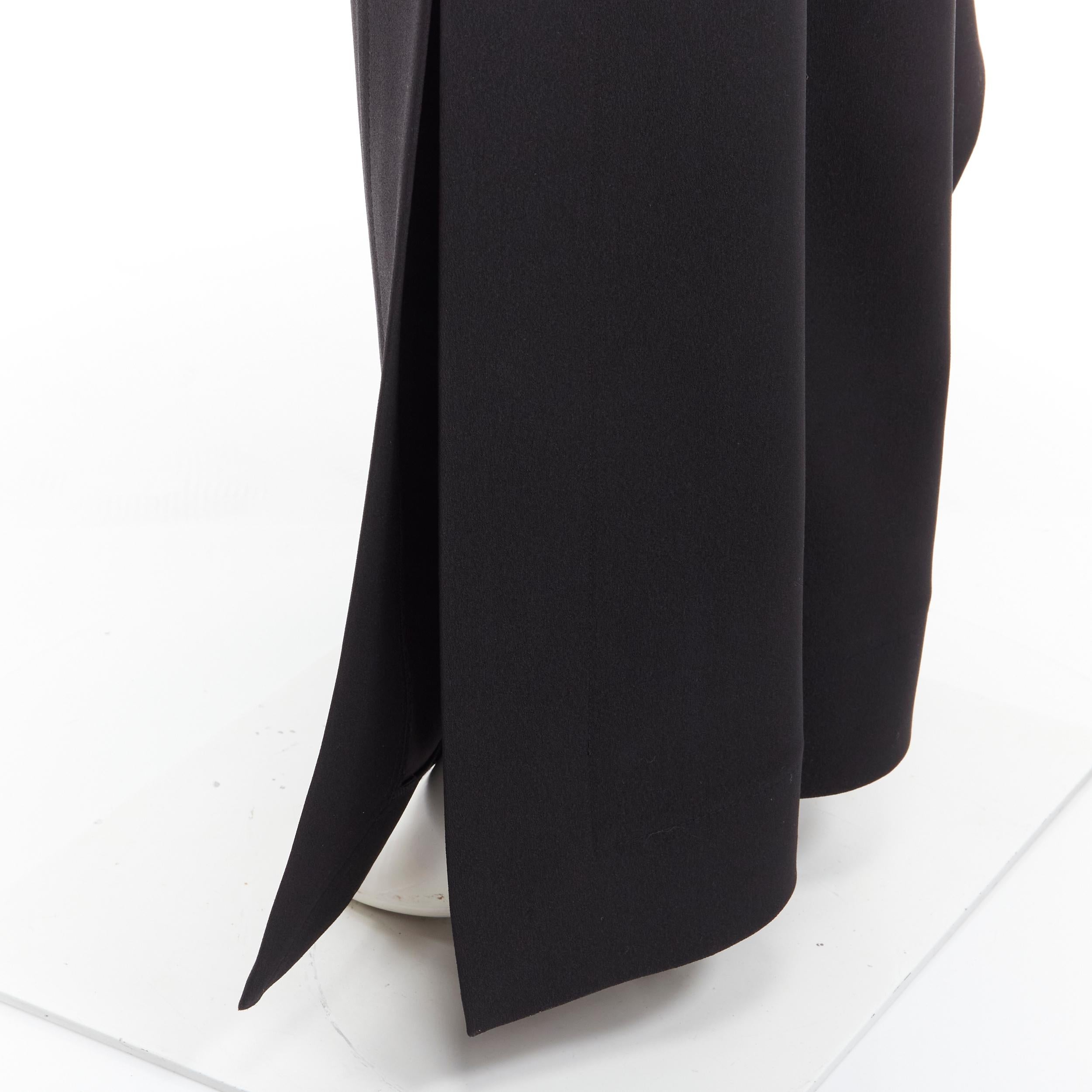 SOLACE Schwarze cascadefarbene drapierte, ausgestellte Hose mit Rüschen UK10 US6 M im Angebot 4
