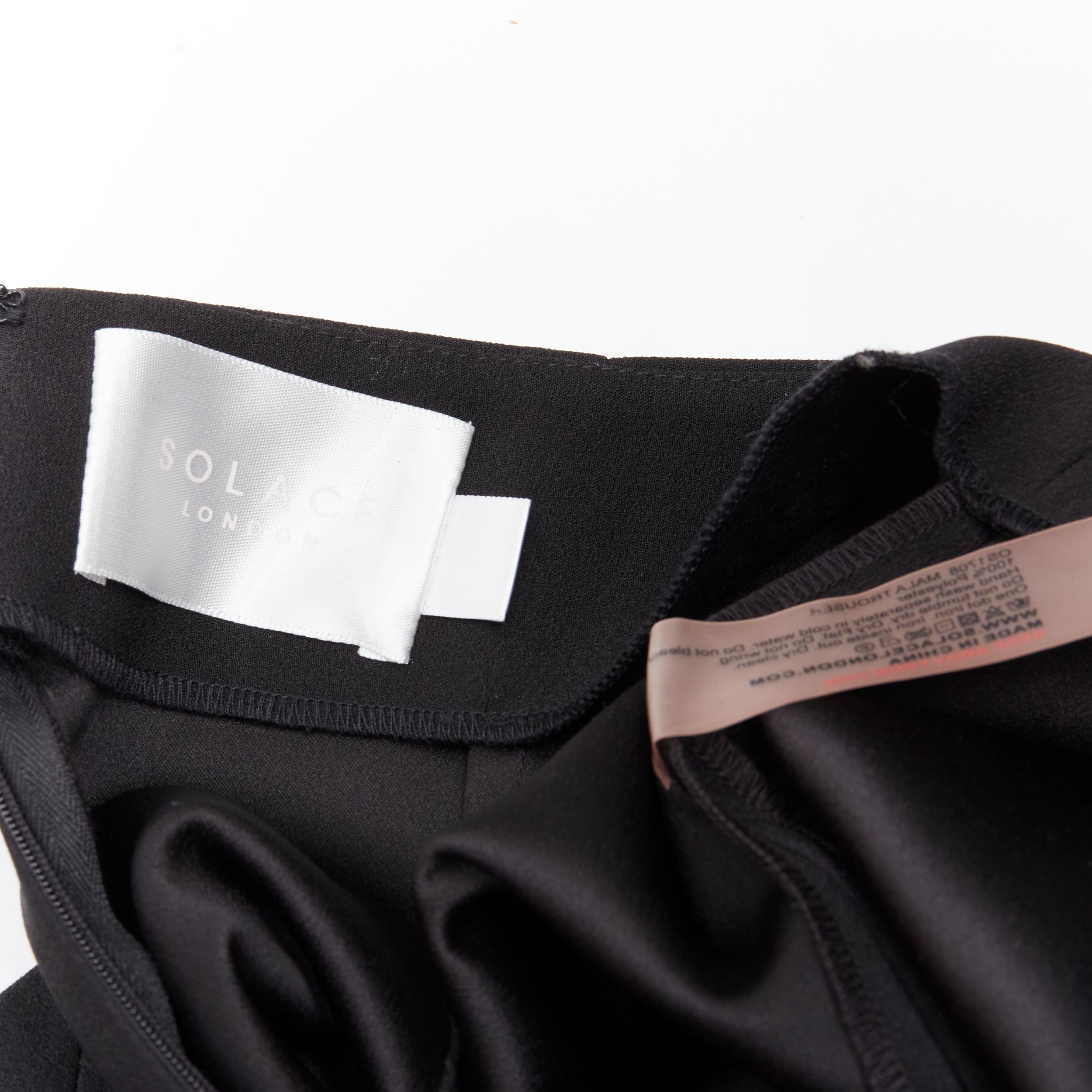 SOLACE Schwarze cascadefarbene drapierte, ausgestellte Hose mit Rüschen UK10 US6 M im Angebot 5