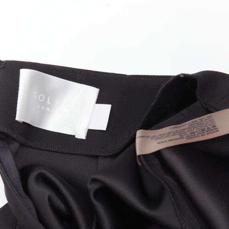 SOLACE black cascade ruffle draped flared trousers pants UK10 US6 M For Sale 4