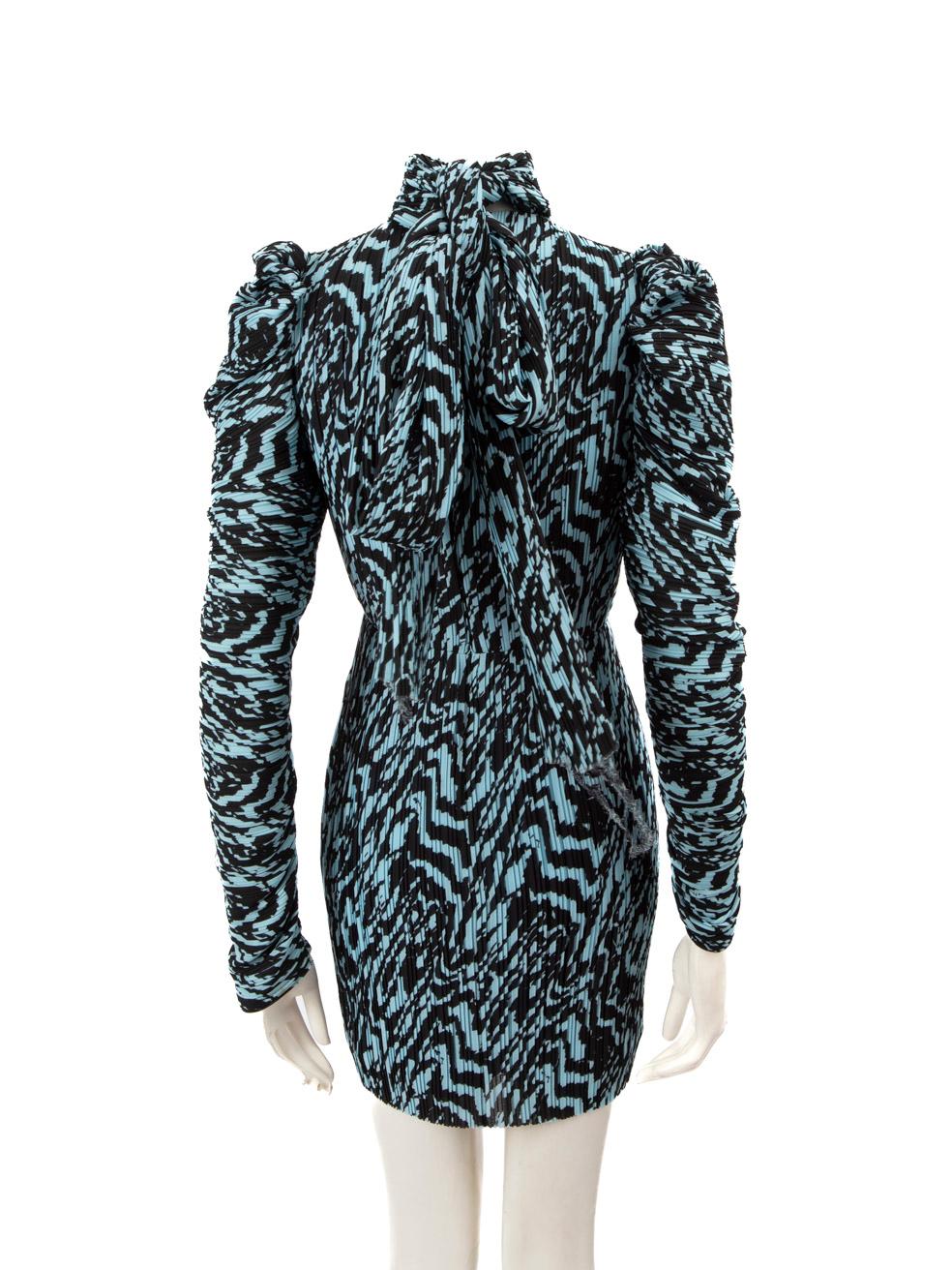 Women's Solace London Black & Blue Abstract Pleated Dress Size XXS