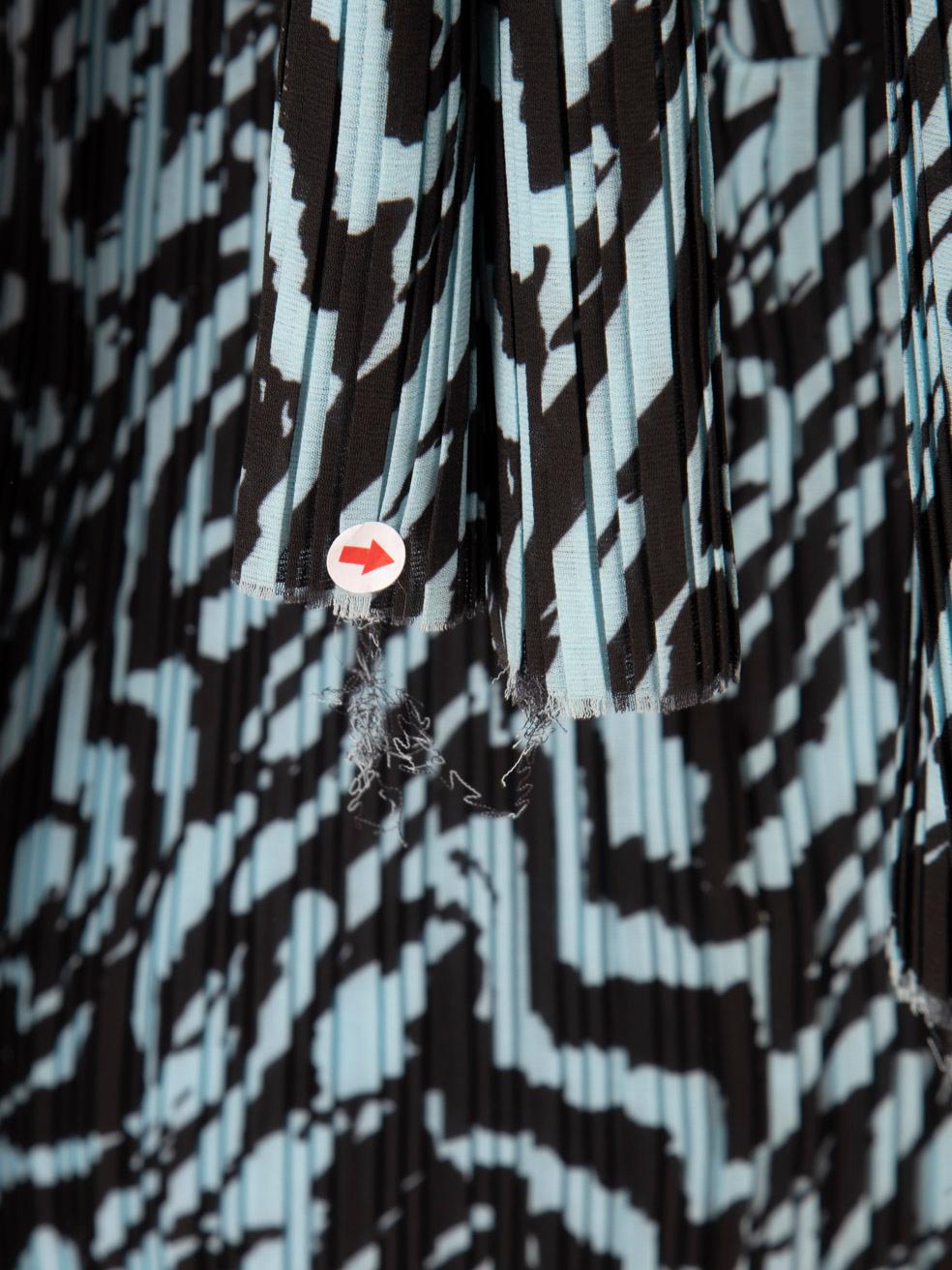 Solace London Black & Blue Abstract Pleated Dress Size XXS 3