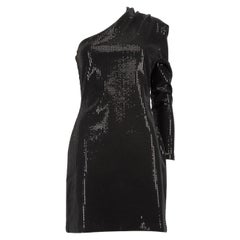 Solace London Black Sequinned One Shoulder Dress Size L