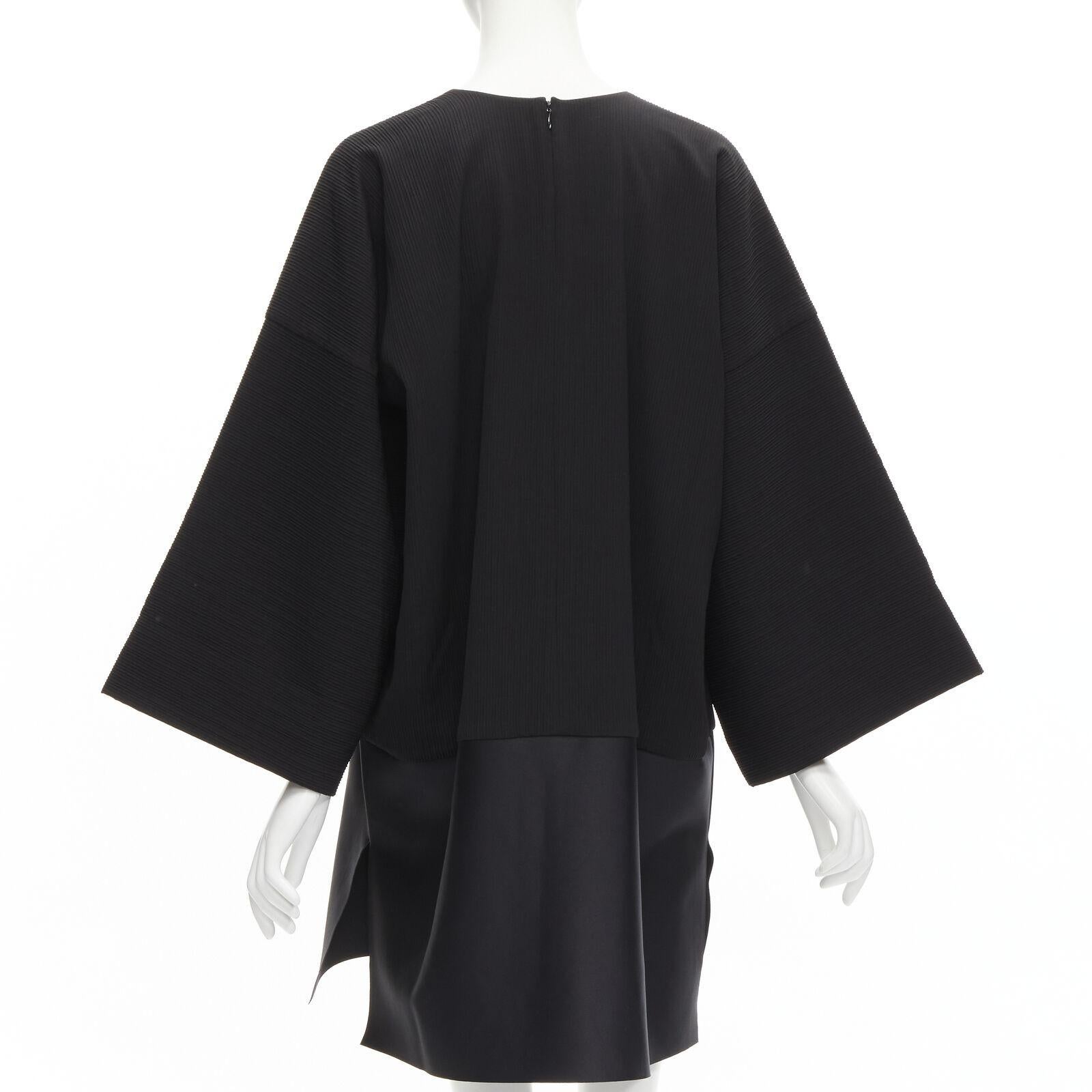 Women's SOLACE LONDON Lulu black structural contrasting pleat satin hem boxy dress UK8 S For Sale