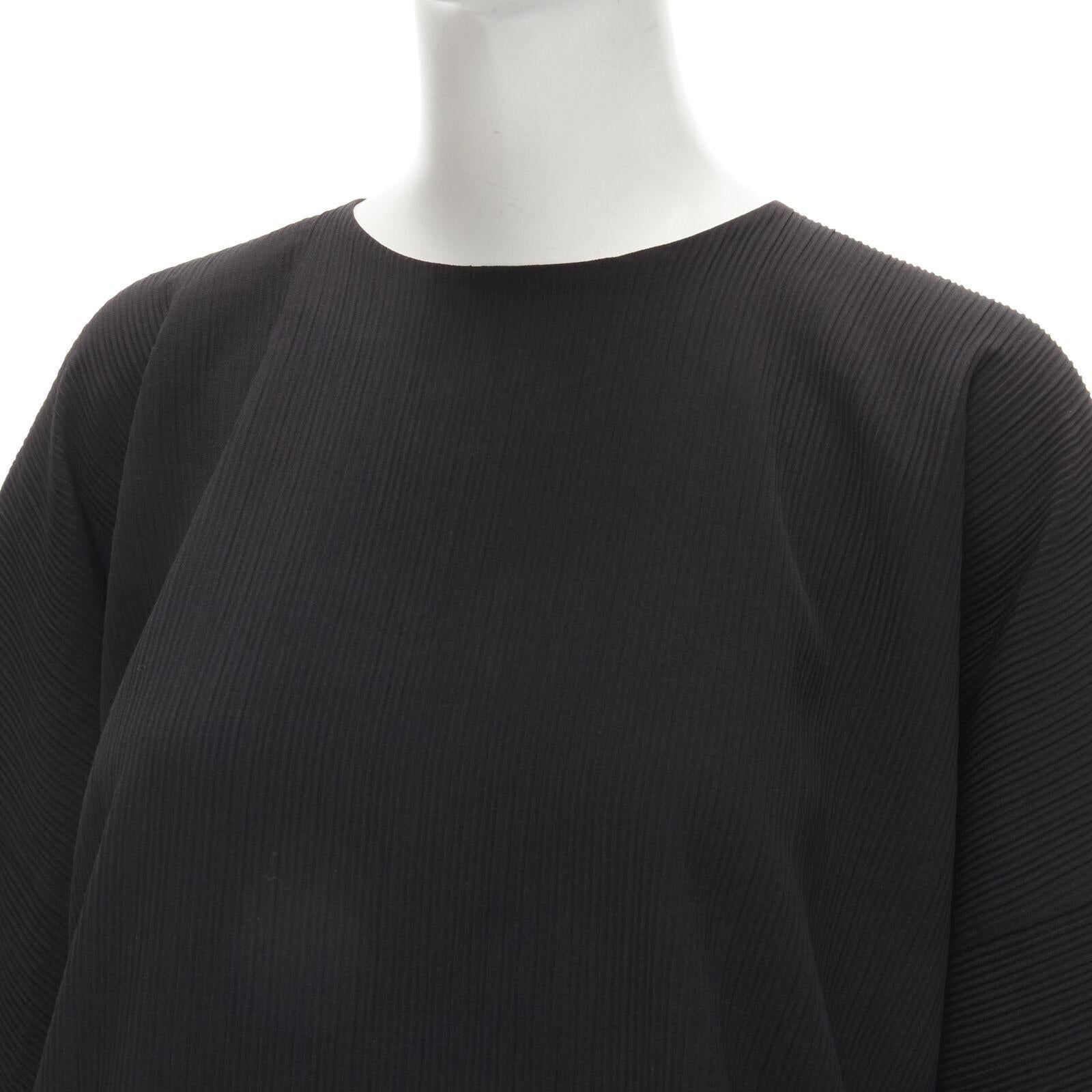 SOLACE LONDON Lulu black structural contrasting pleat satin hem boxy dress UK8 S For Sale 3