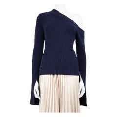 Solace London Navy One Shoulder Off-Shoulder Jumper Size S