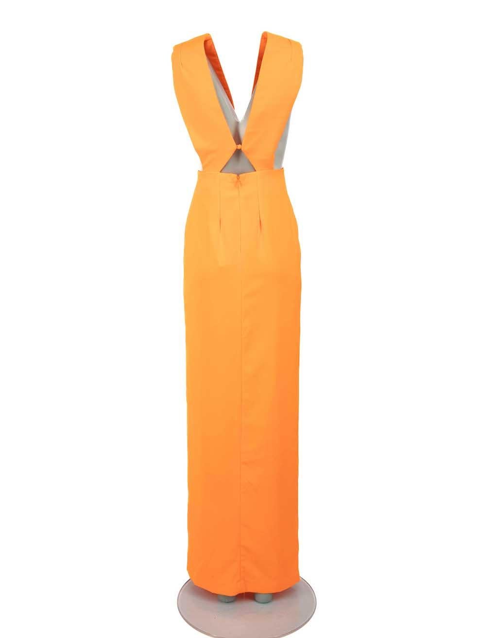 Women's Solace London Neon Orange Plunge Neck Maxi Dress Size XS For Sale