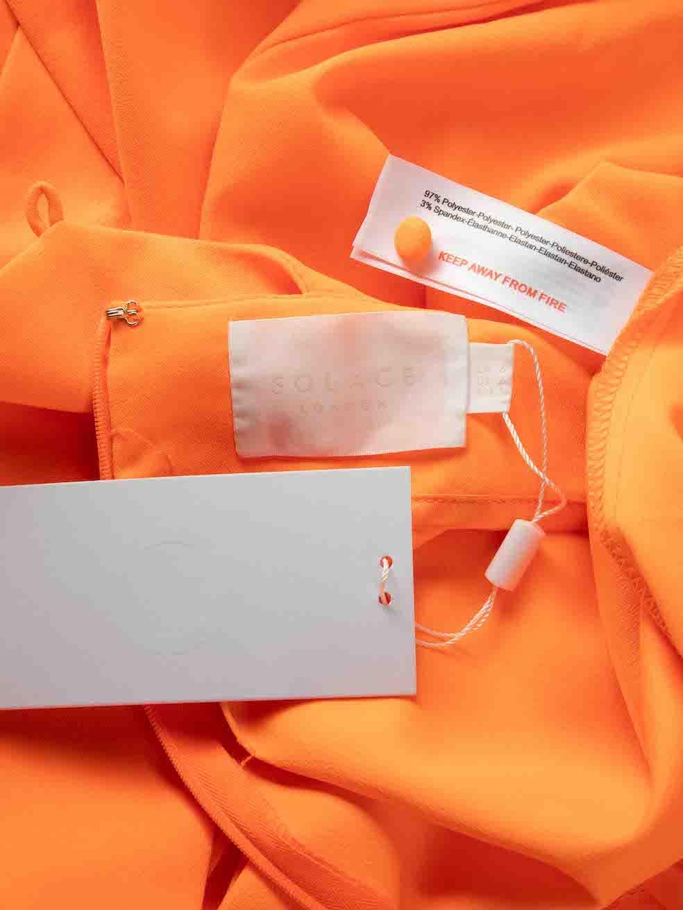 Solace London Neon Orange Plunge Neck Maxi Dress Size XS For Sale 1