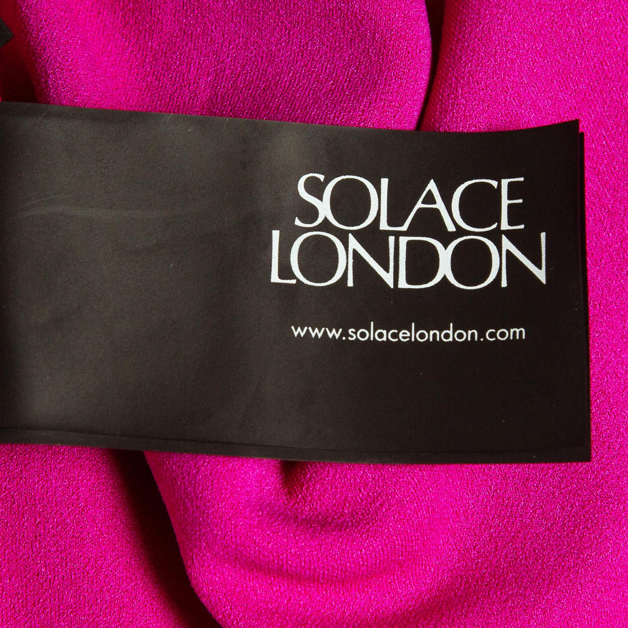 Solace London Pink Crepe Maxi Dress S 1