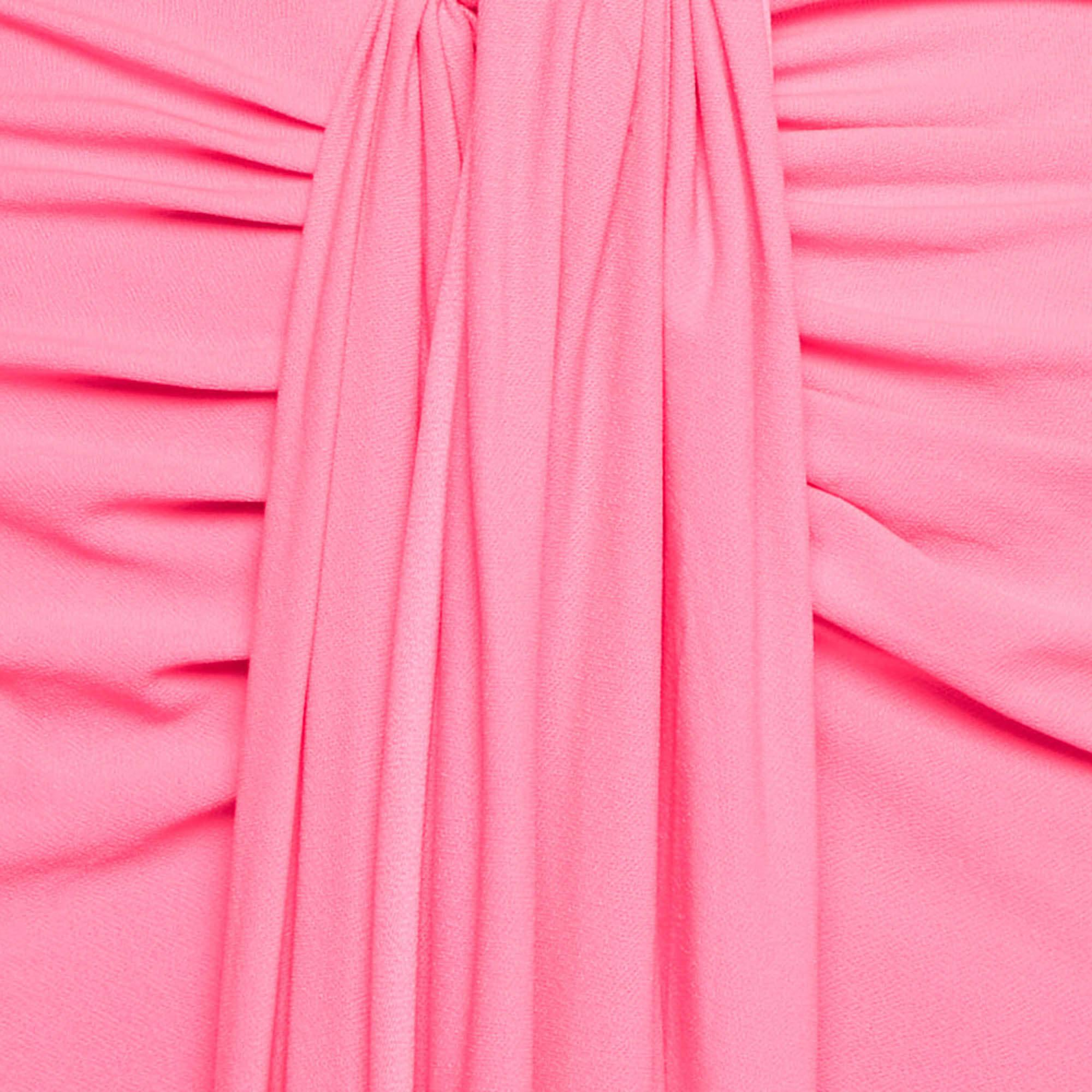 Solace London Pink Jersey Draped Lorena Midi Dress S In Good Condition In Dubai, Al Qouz 2