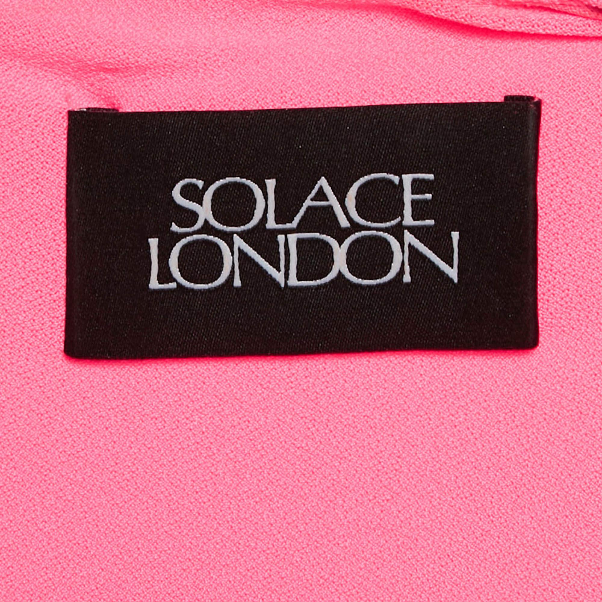 Women's Solace London Pink Jersey Draped Lorena Midi Dress S