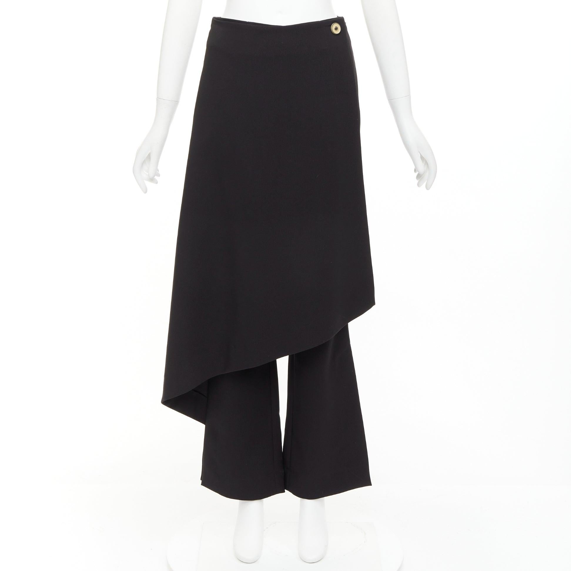 SOLACE LONDON Sydney falda escocesa negra con botones pantalones acampanados UK6 XS en venta 4