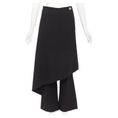 SOLACE LONDON Sydney black button wrap kilt layered flare pants UK6 XS