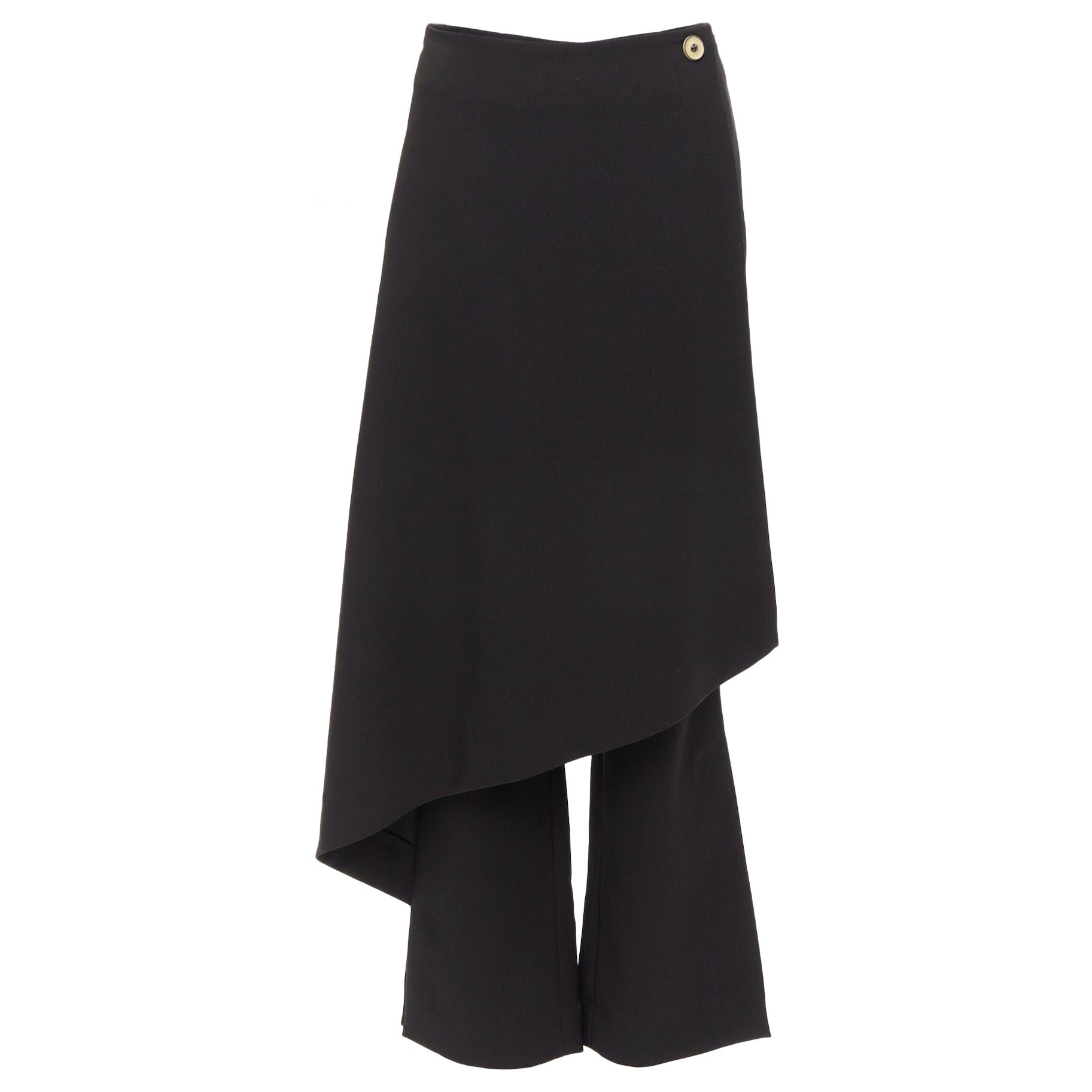 SOLACE LONDON Sydney falda escocesa negra con botones pantalones acampanados UK6 XS