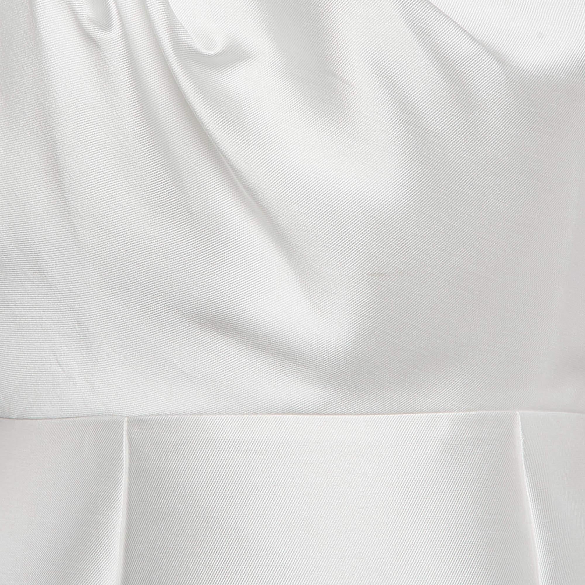 Grigio Solace London White Crepe One-Shoulder Puff Sleeve Hayes Mini Dress S
